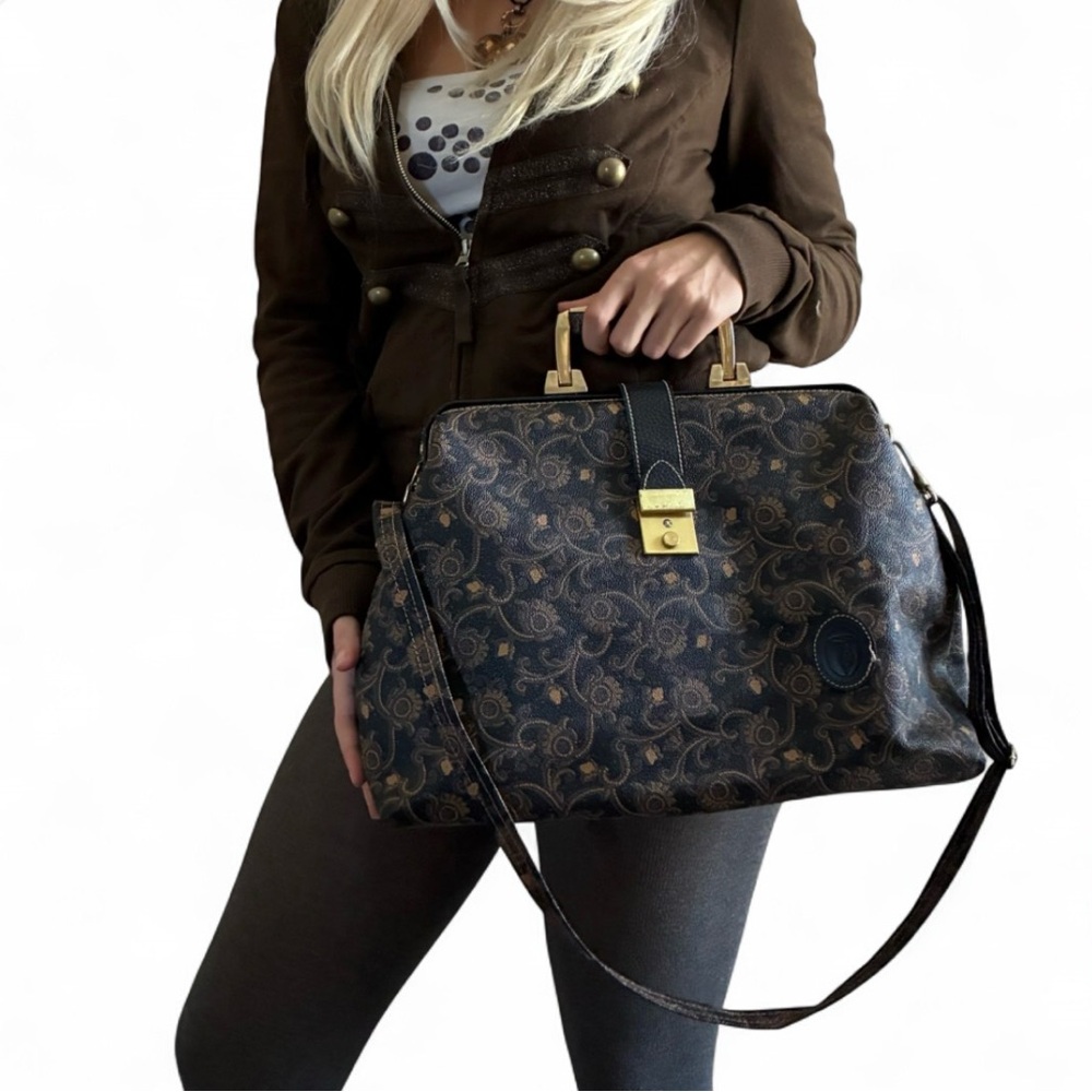 Paisley Black and Brown Patterned Vintage Doctor Style Shoulder Bag